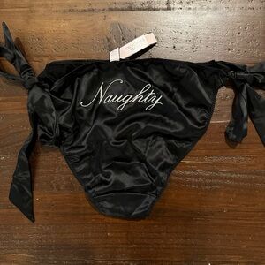 Victoria's Secret Black Satin “Naughty” Tie-Side Bikjni Panty